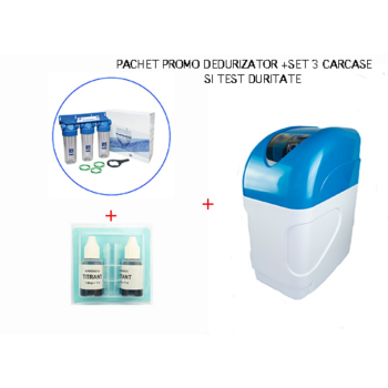 Pachet promo Dedurizator BlueSoft K30/VR34 12,5 l răşină  , test duritate si set 3 carcase filtru FHPRCL1-B-TRIPLE